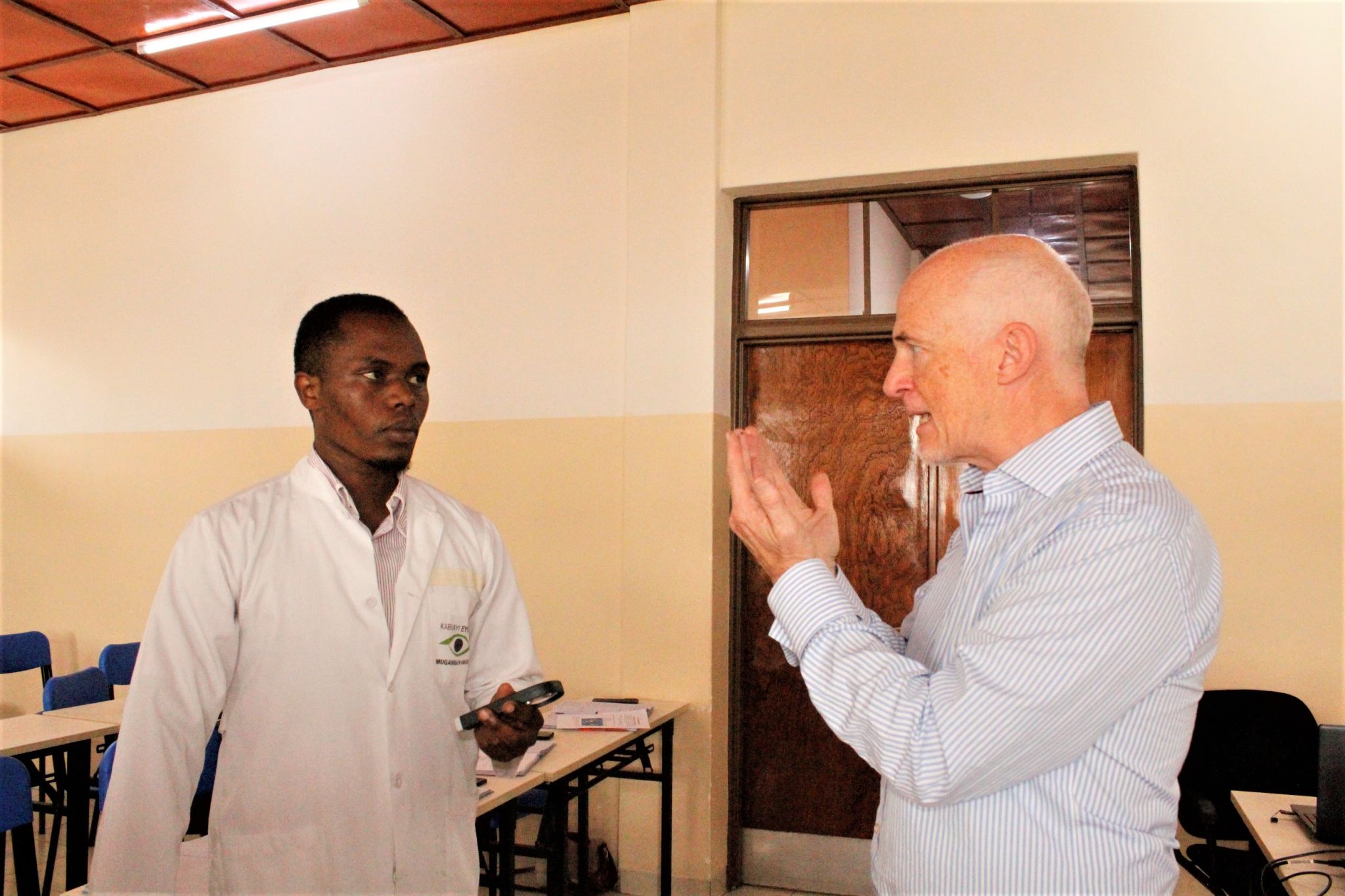 Professor Jonathan Jackson speak to Jado from Kabgayi hospital.