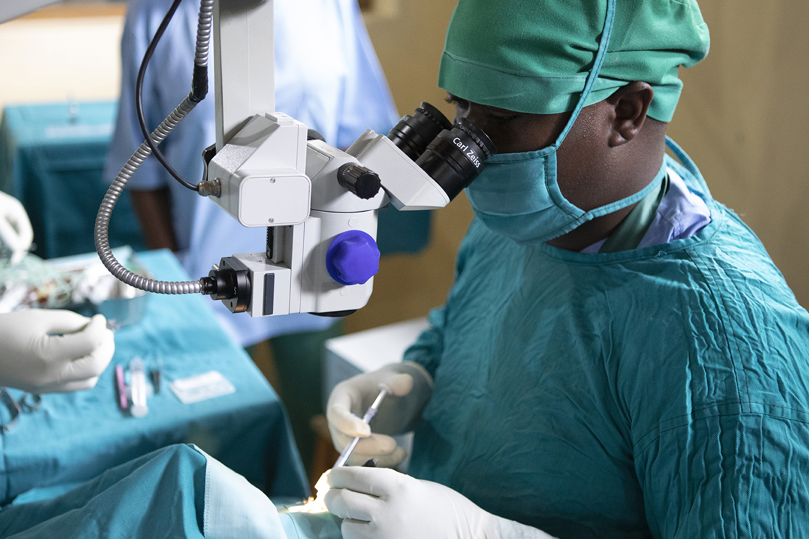 Dr. Theophile carries out cataract surgery on Etienne