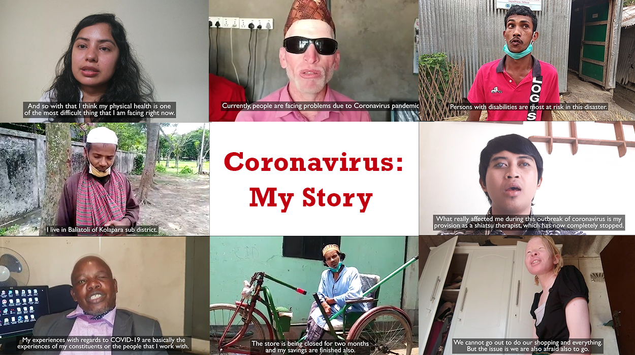 Screenshots from 8 video diaries from people with disabilities during COVID19