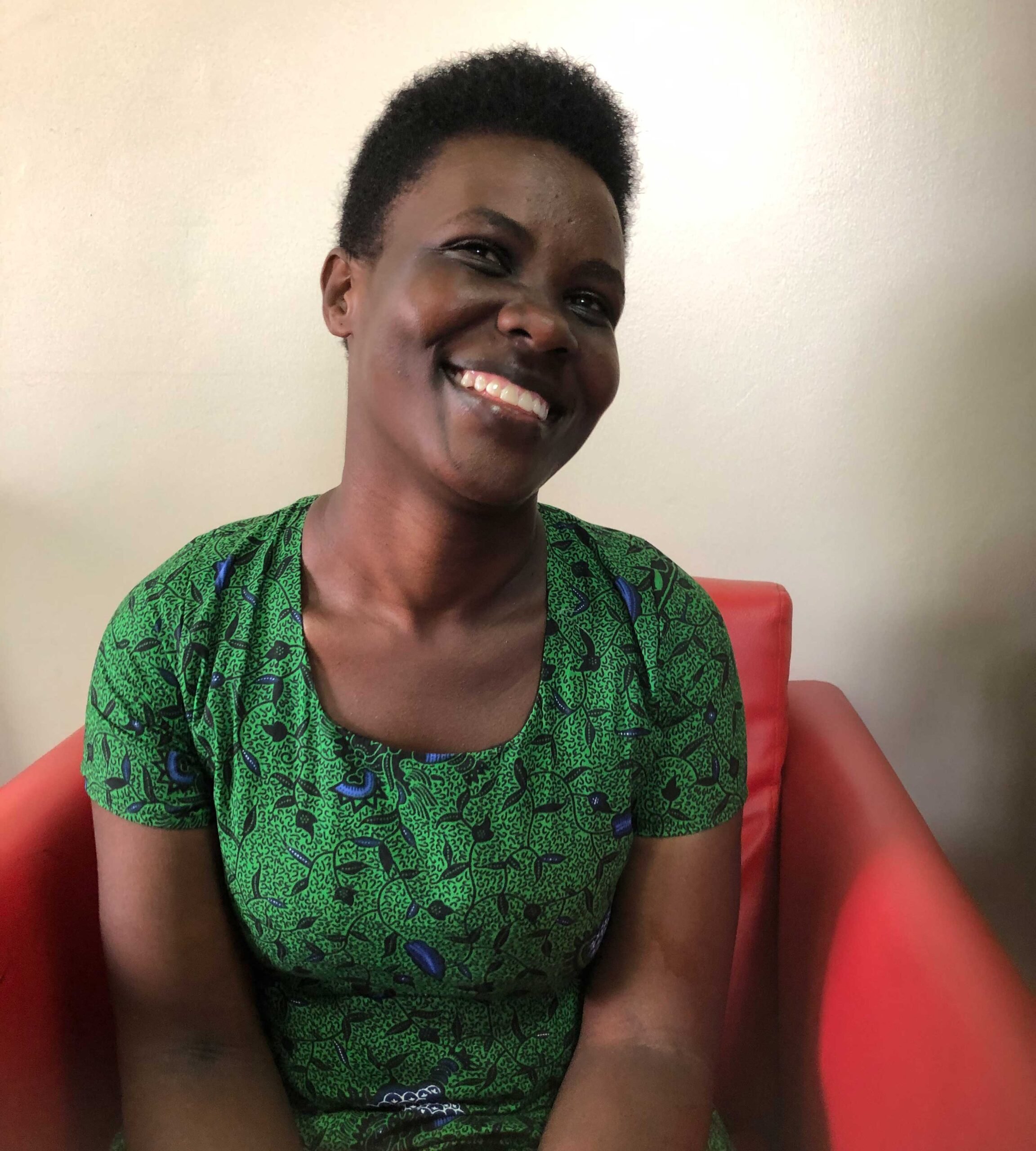Christine smiling to camera