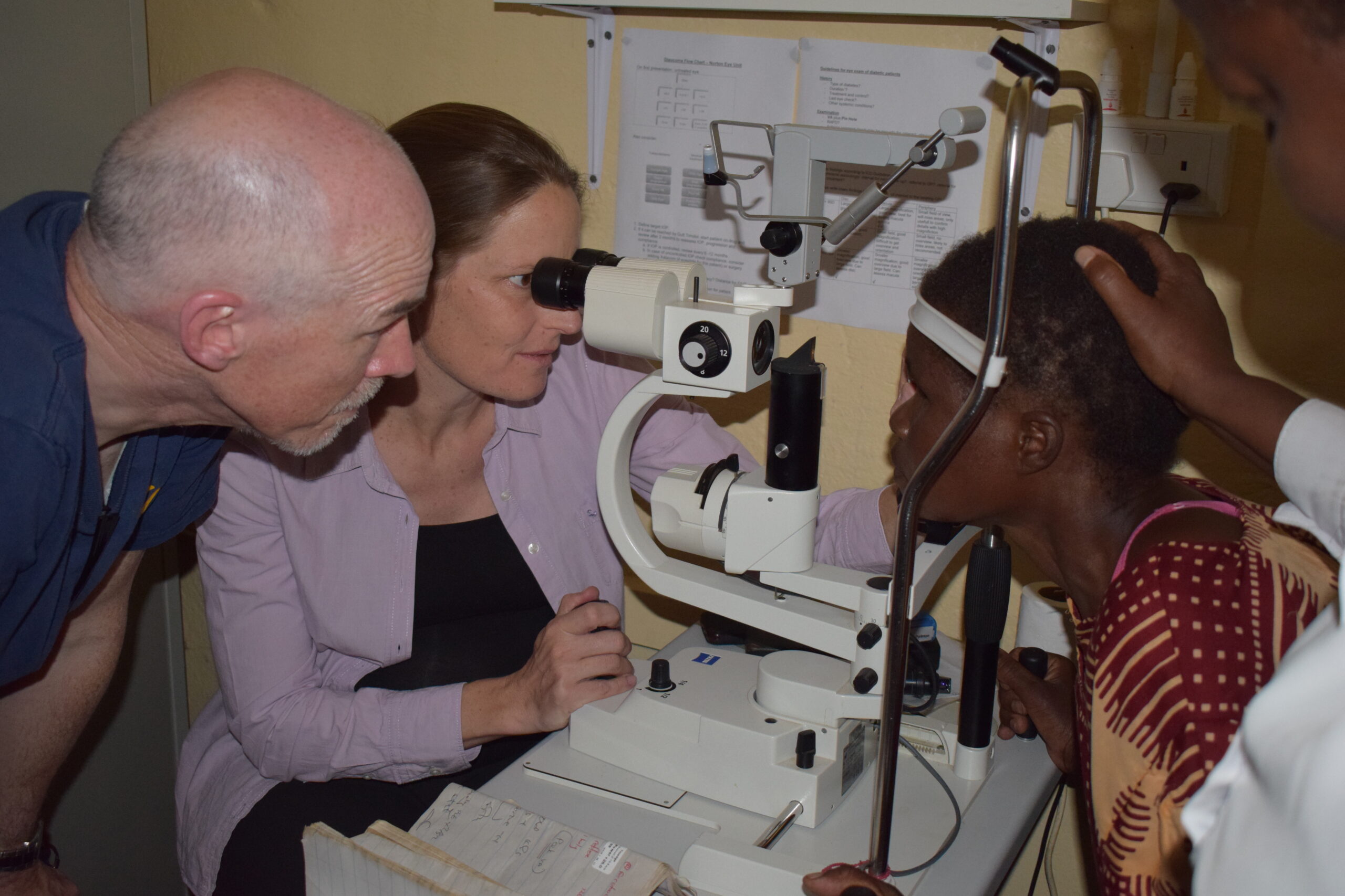 Reason having her eyes tested by Dr Ute, at Norton hospital, Zimbabwe.