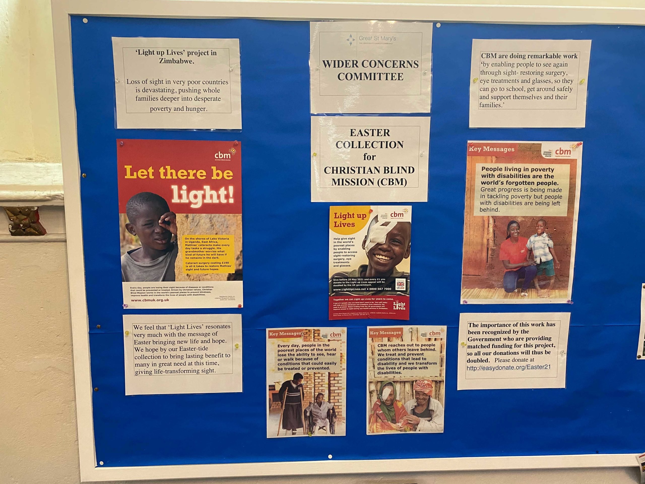 Light up Lives posters on a notice board