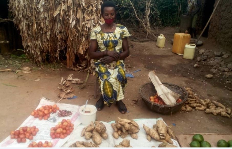 Jeannette selling produce at the market.