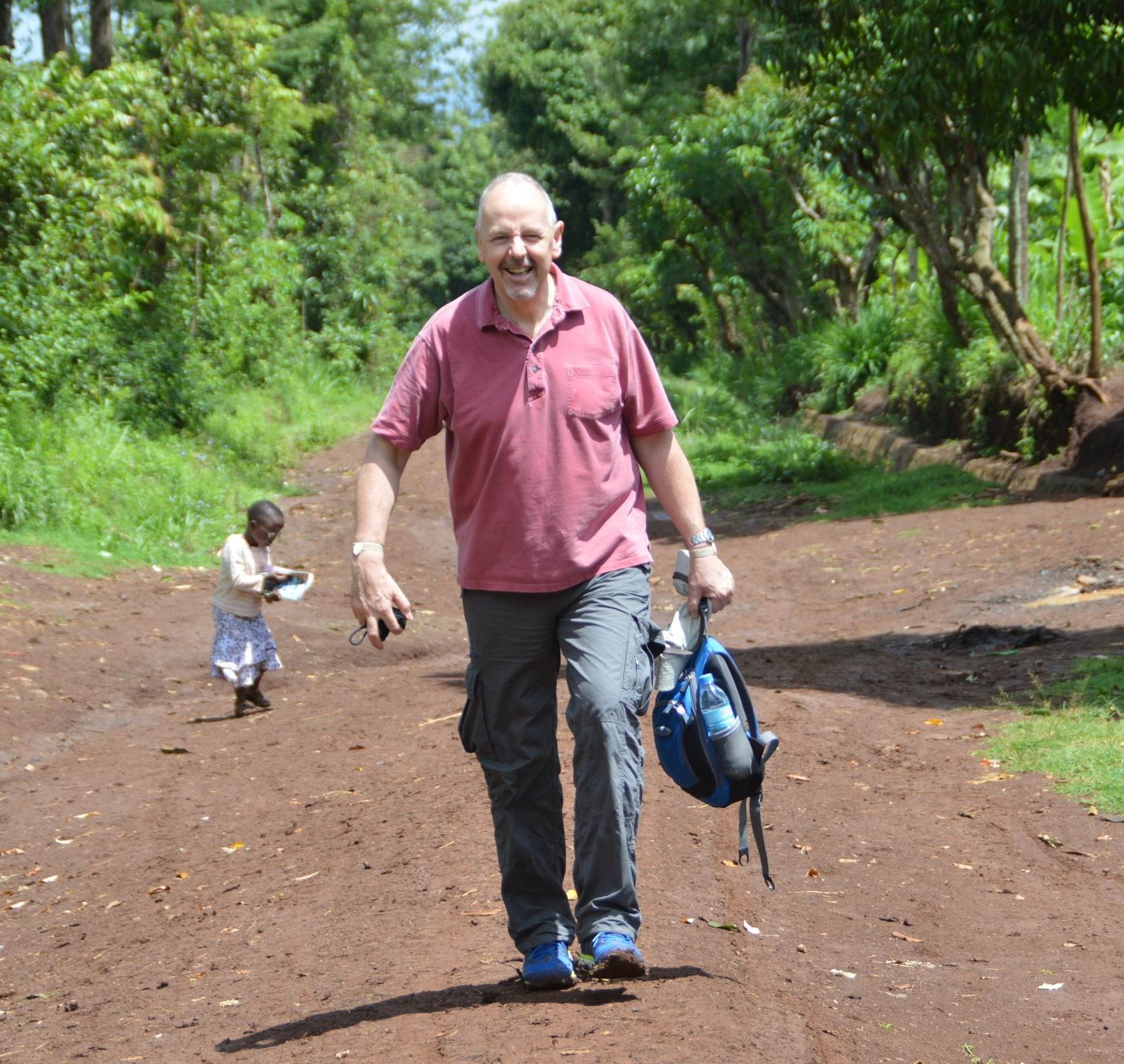 CBM voltunteer, Jimmy Moore walking in Uganda