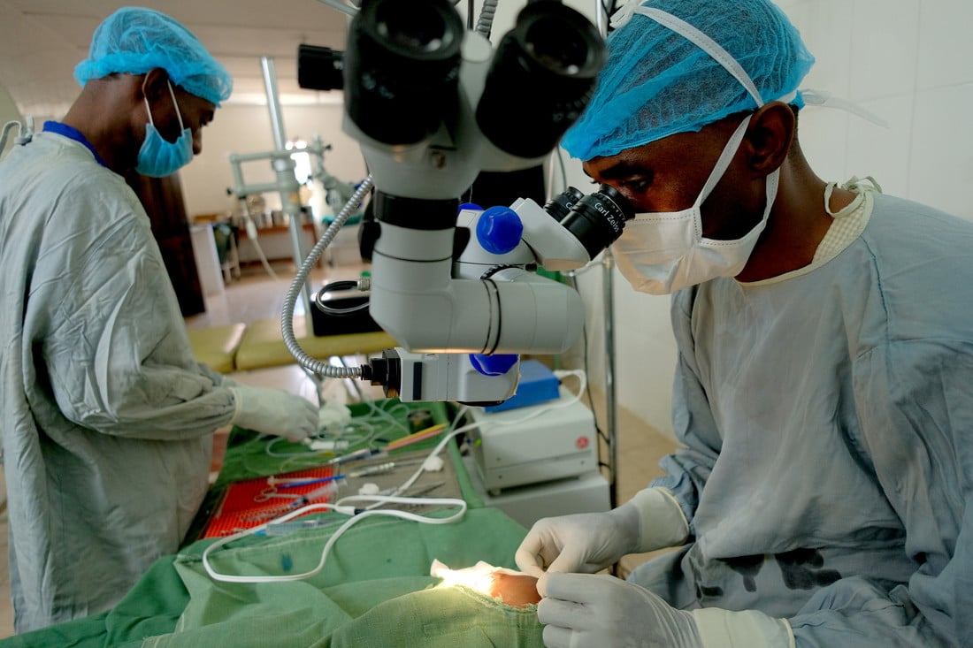 Jabes being operated on at Nkhoma Eye Clinic