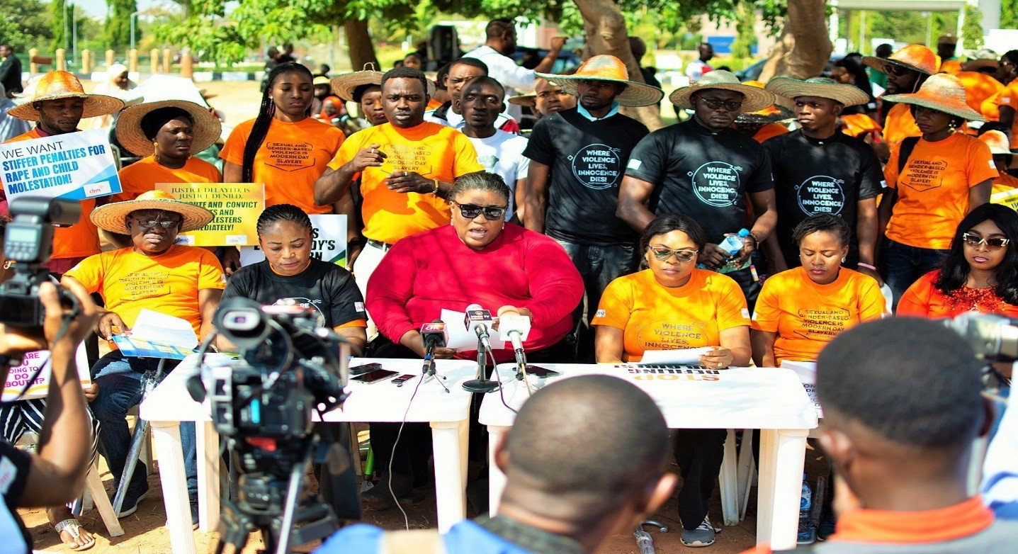 DRAC Director, Irene Ojiugo Patrick-Ogbogu, speaking during a press briefing at an awareness rally in Nigeria.