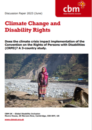 Climate Change and Disability Rights paper. Picture: unknown woman standing on the side of a river bank.