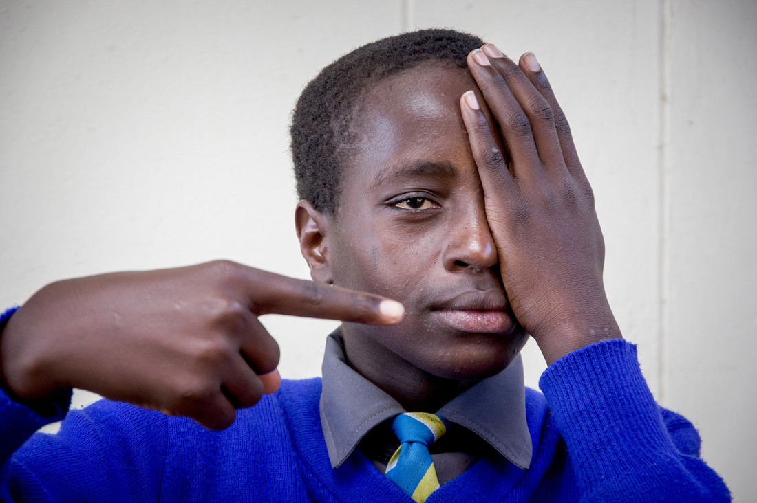 Junior having an eye examination