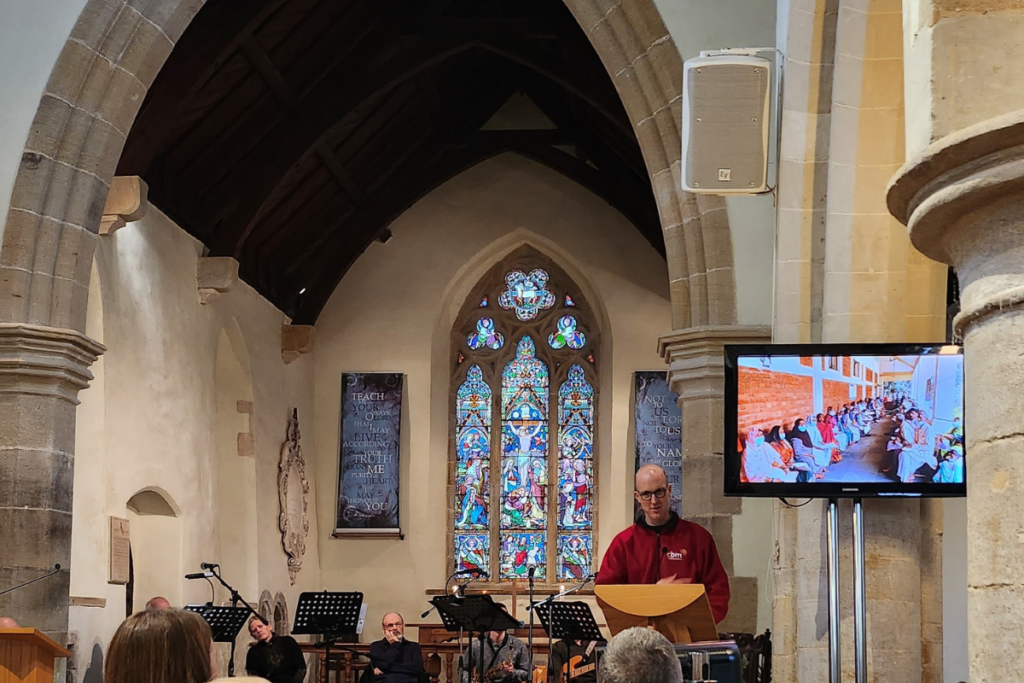 Matthew Hanning doing a church talk for CBM Sunday