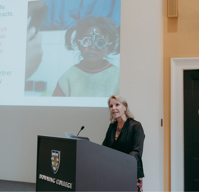 Kirsty Smith at Downing College Cambridge presenting