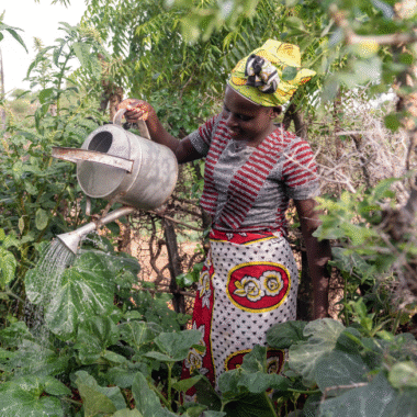 A women using a watering can