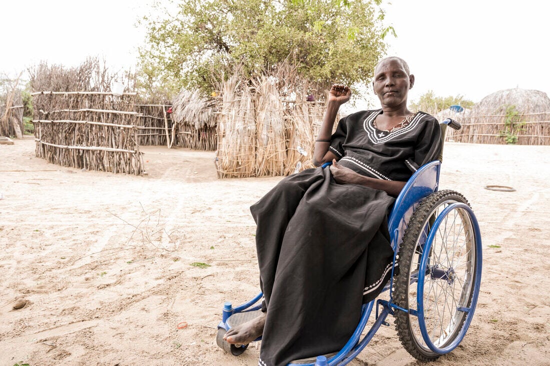 Mary is in a wheelchair. she is in Kenya.