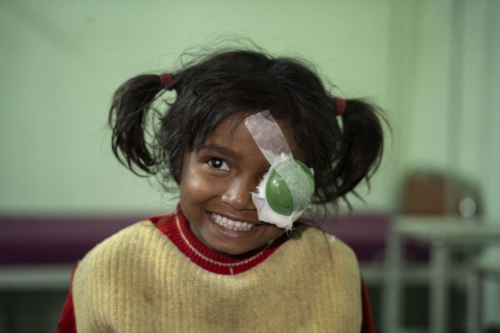 Bamdana is wearing an eye patch. She lives in Nepal.