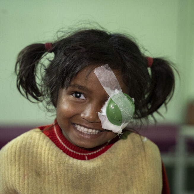 Bamdana is wearing an eye patch. She lives in Nepal.
