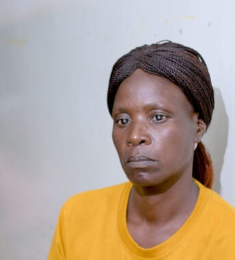 Lucia from Zimbabwe with visible cataracts.