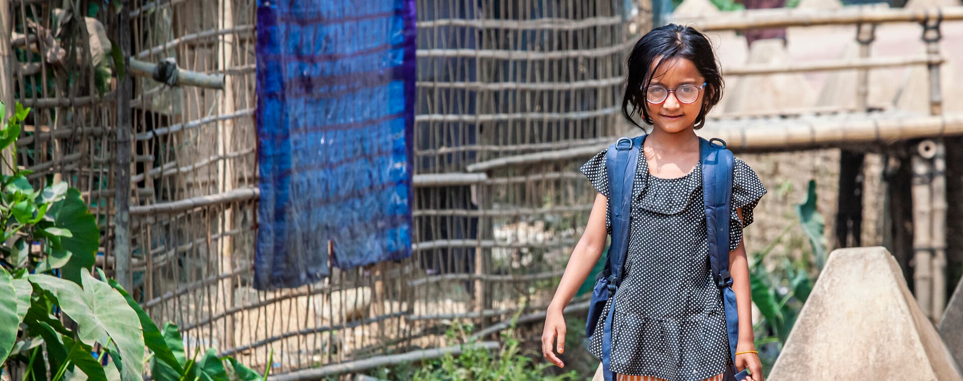 Bibi, aged 7, with her glasses in Cox's Bazar.
