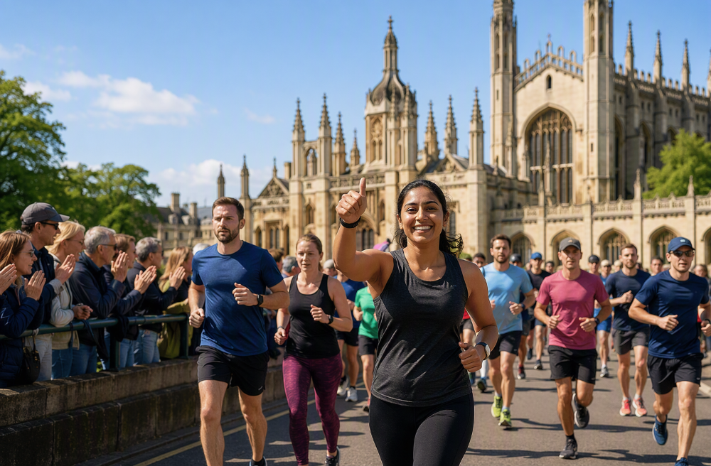 runners in Cambridge running the marathon