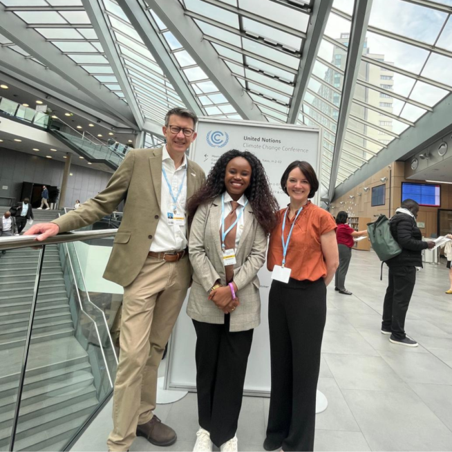 Mark Barrell, Ursula Grant, and Ruth Machacho at the Bonn Climate Conference.